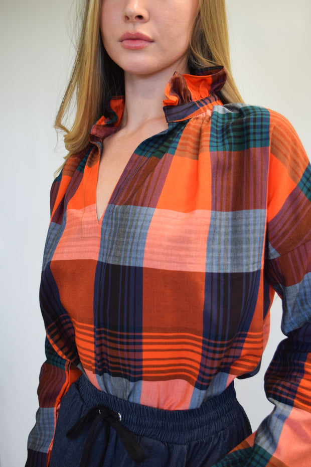 Red and Blue Plaid Vicki Long Sleeve Top