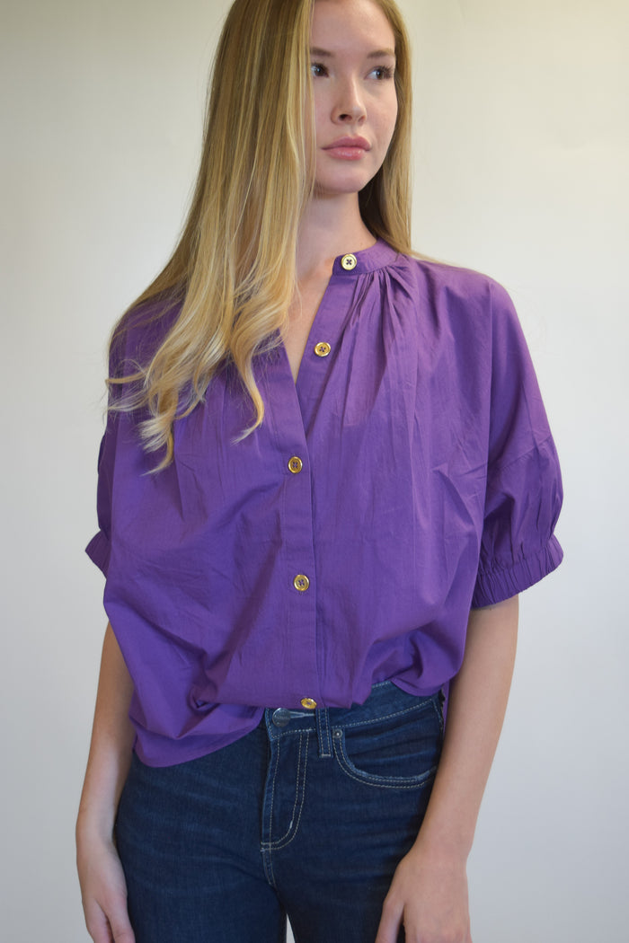 Elastic Sleeve Top Purple