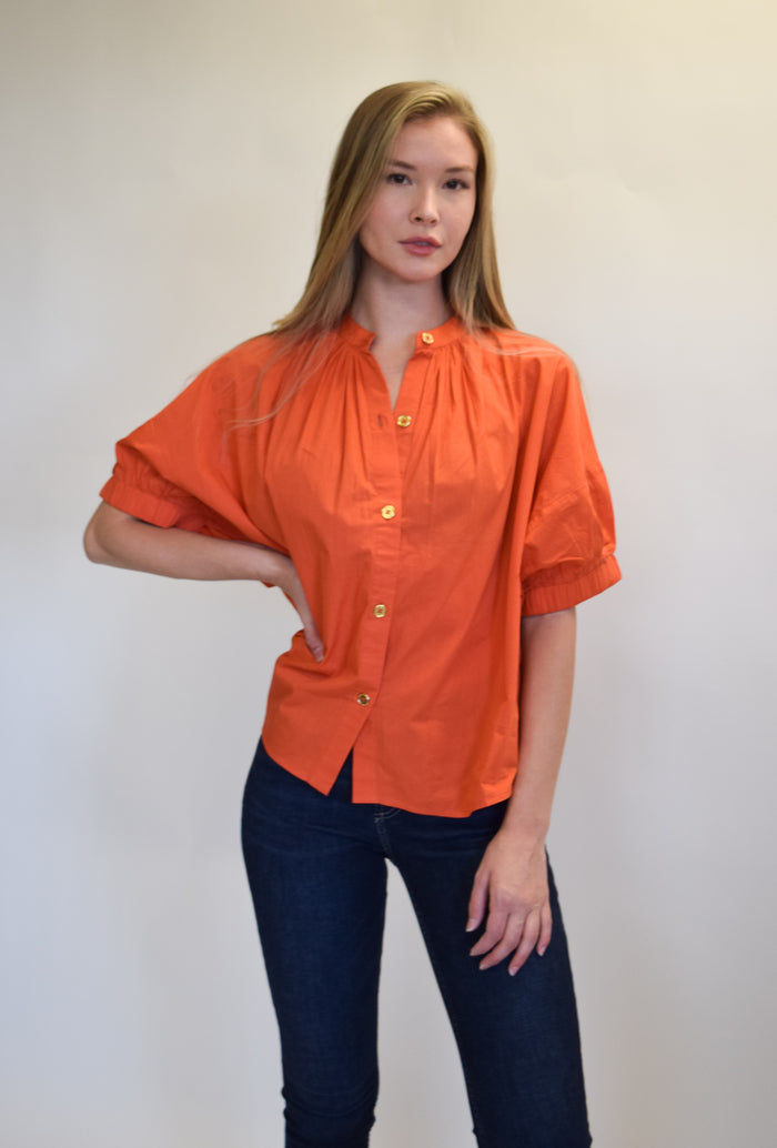 Elastic Sleeve Top Fire Orange