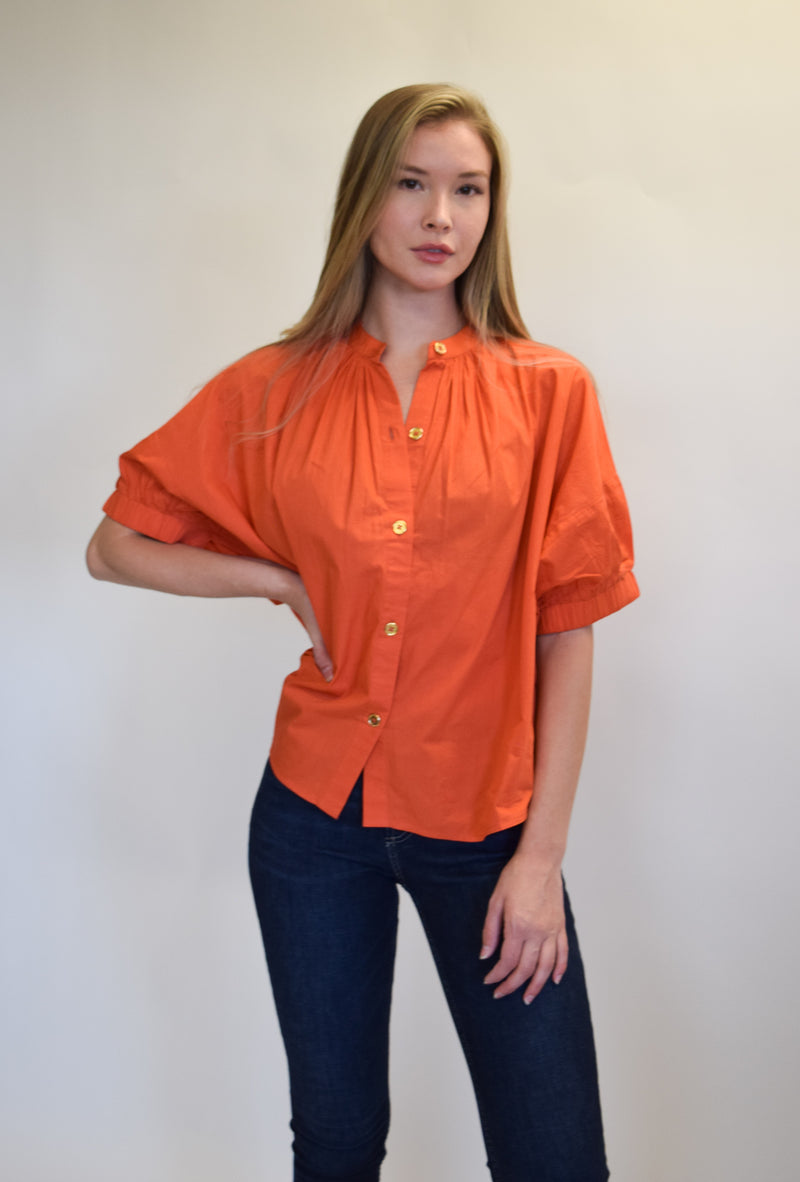 Elastic Sleeve Top Fire Orange