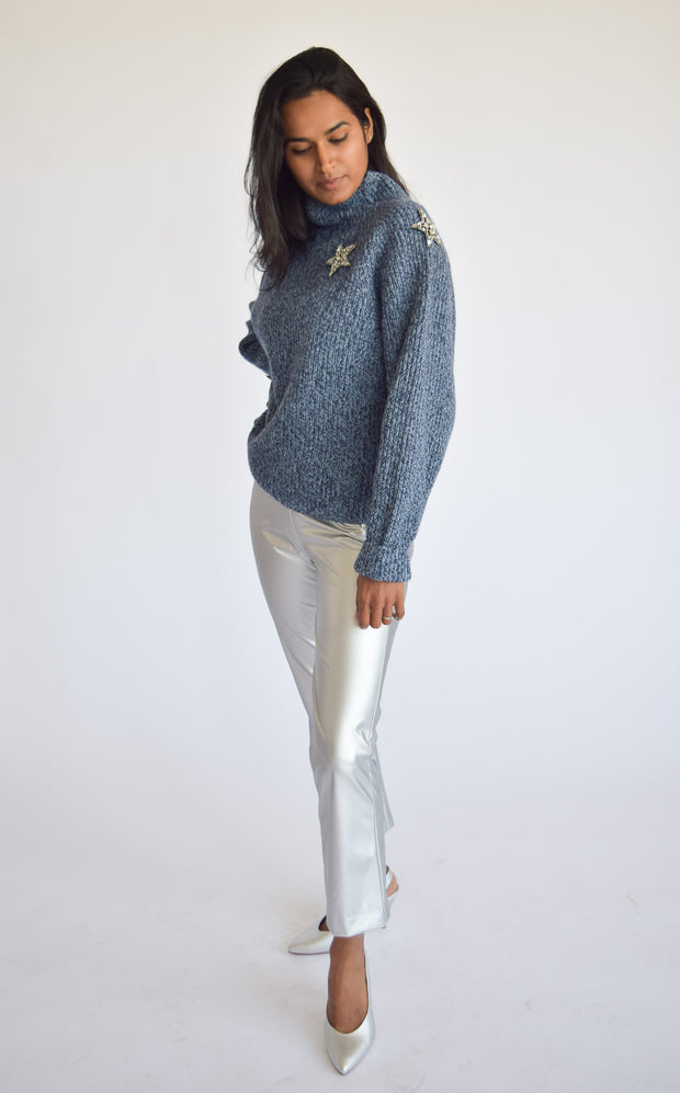 Crop Flare Pants Silver