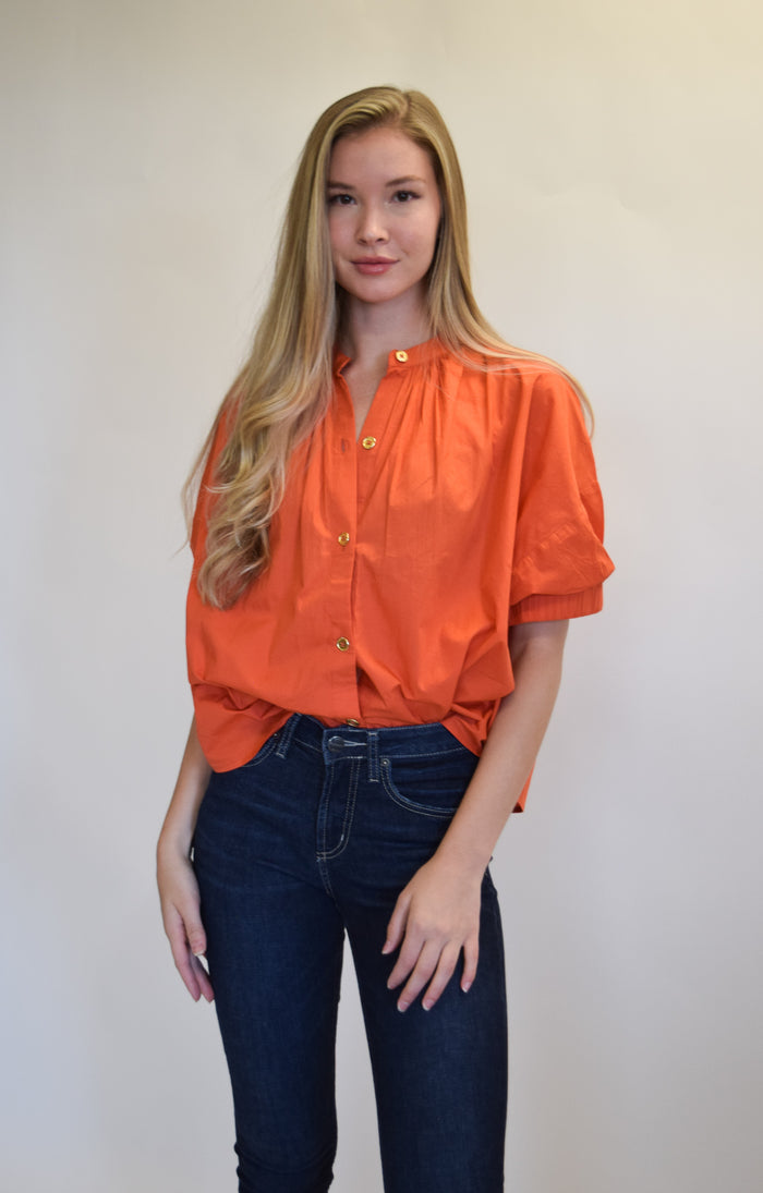 Elastic Sleeve Top Fire Orange