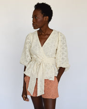 Ivory Eyelet Wrap Top