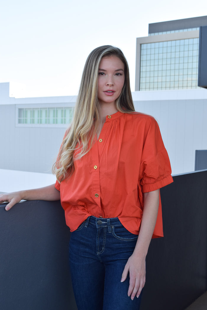 Elastic Sleeve Top Fire Orange