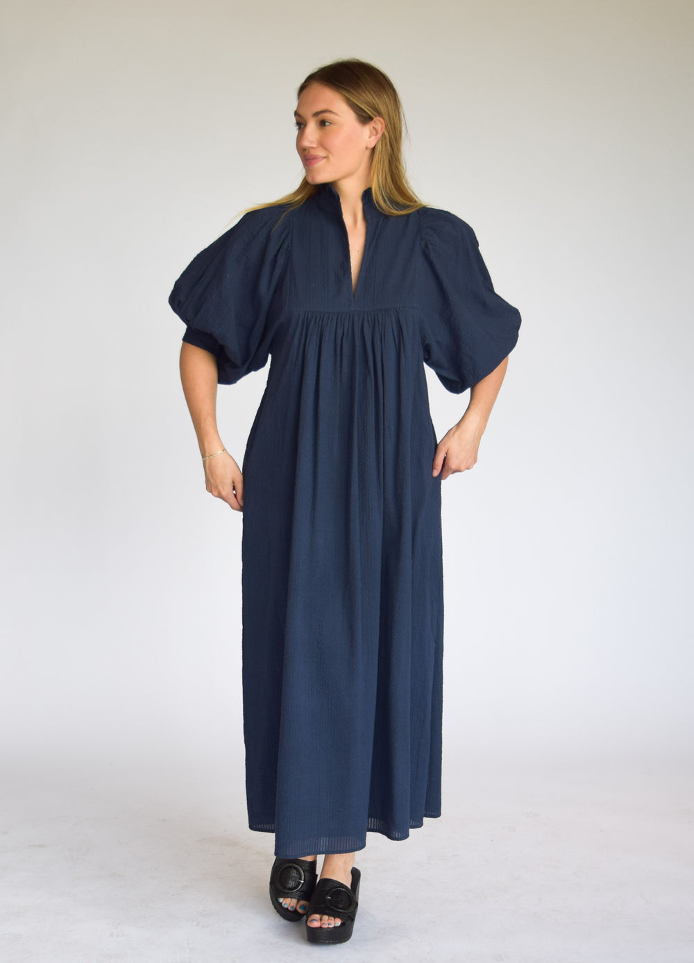 navy high neck midi dress Rebecca Taylor Women's Taryn Knit Maxi Dress - Navy