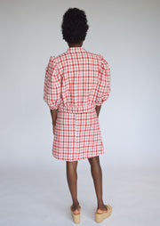 Button Front Jacket Red & White Tweed