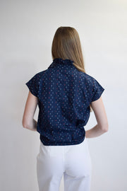 Vicki Short Sleeve Top Navy Swiss Dot
