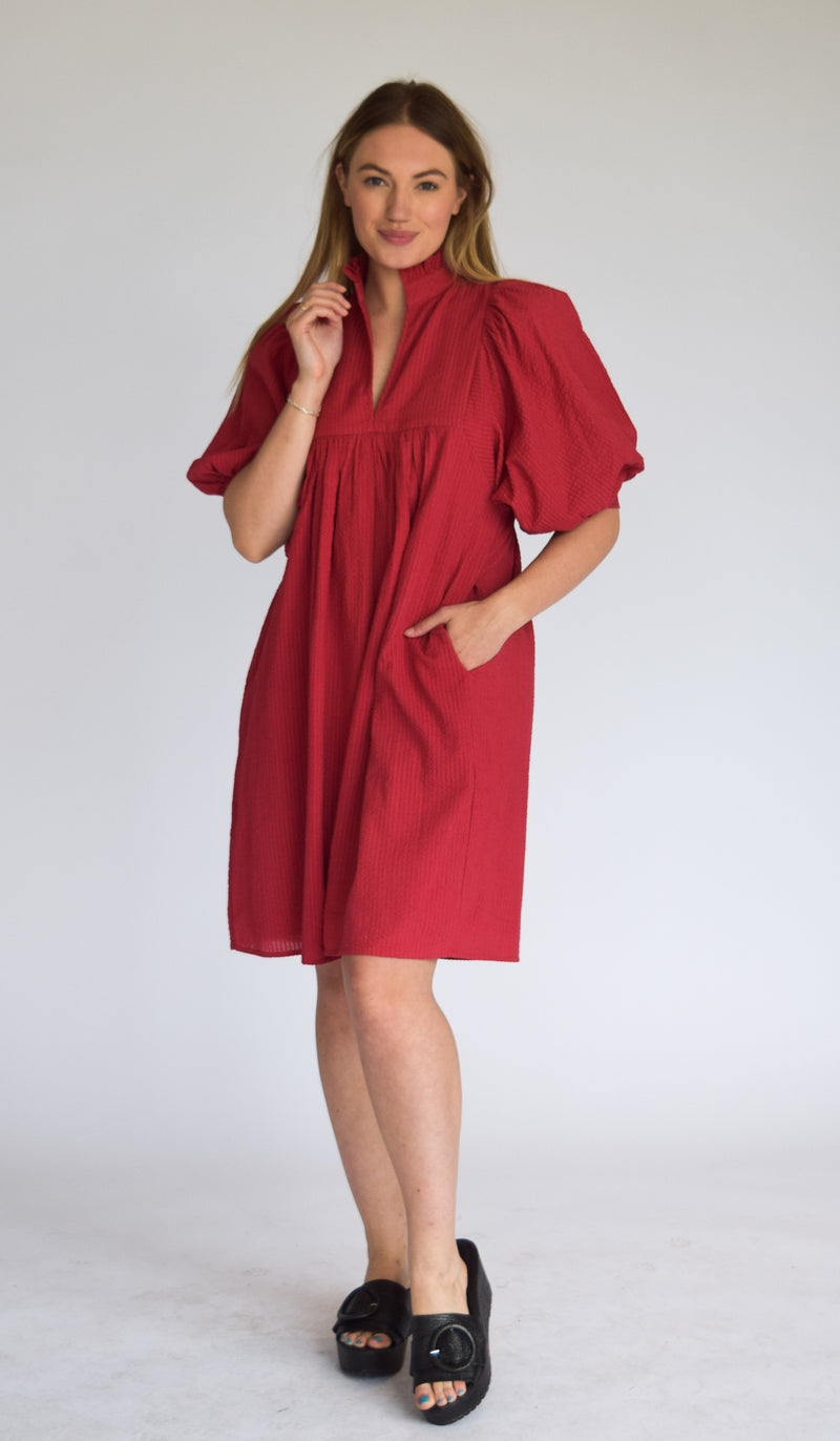 High Neck Dress Burgundy