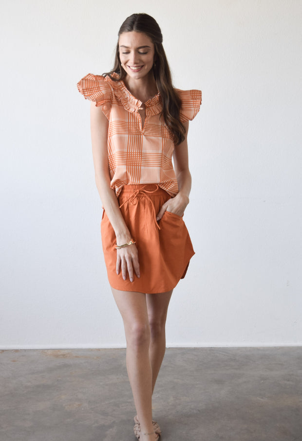 Track Skirt Burnt Orange Solid Cotton