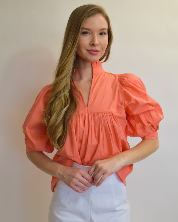 Coral High Neck Top