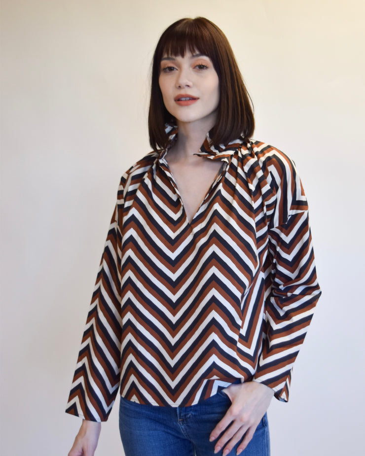 Safari Chevron Vicki Long Sleeve Top