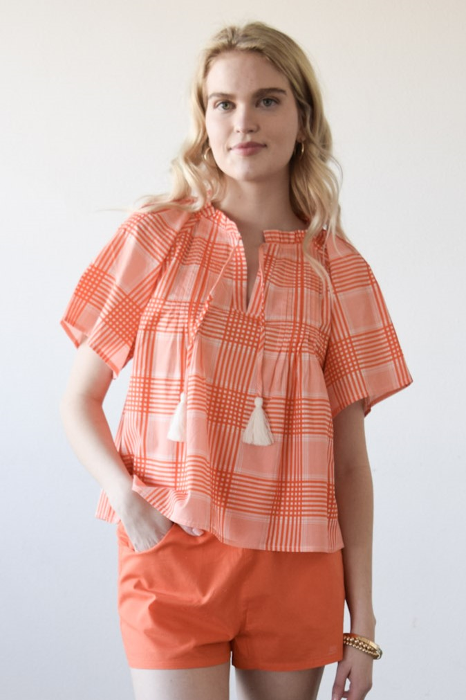 Orange sales peasant top