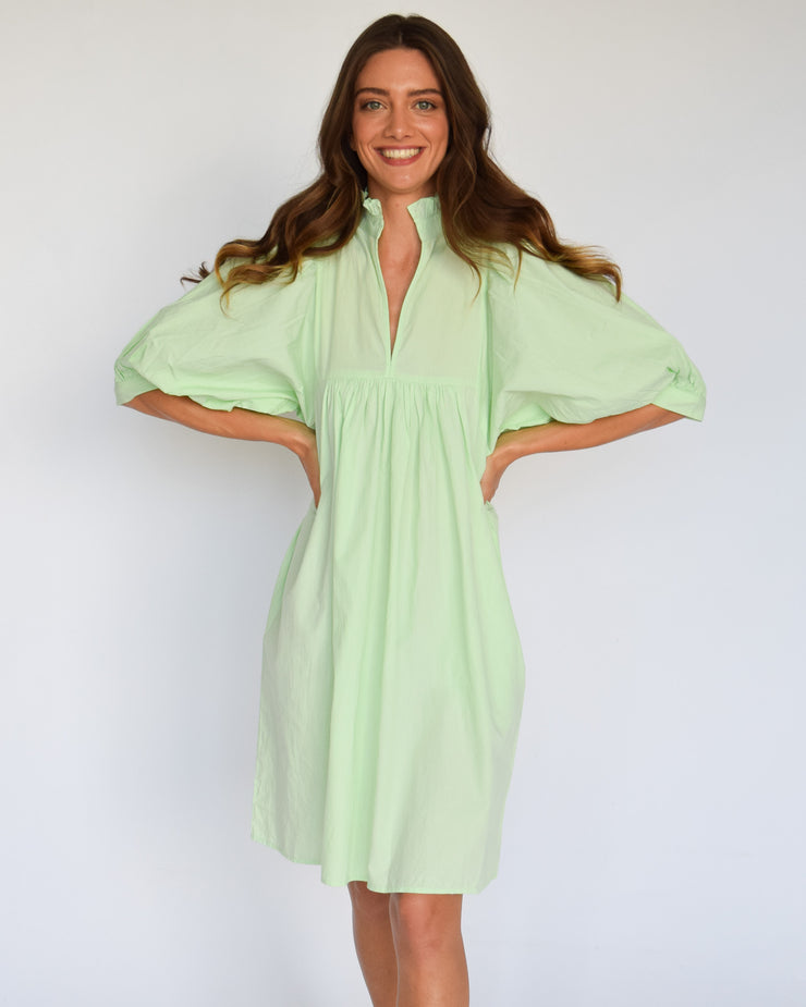 Mint Poplin High Neck Dress