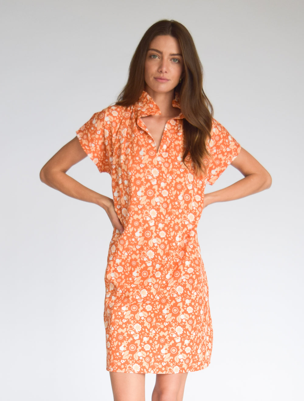 burnt orange floral dress Vicki Short Sleeve Dress Burnt Orange Floral L / Burnt Orange Floral