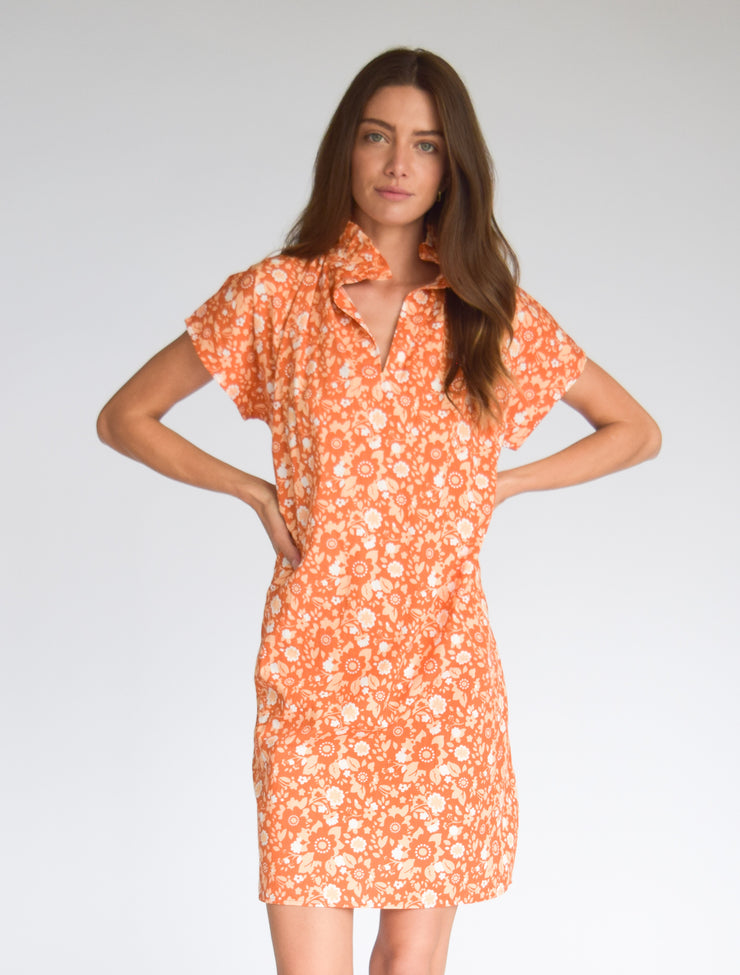 Vicki Short Sleeve Dress Burnt Orange Floral