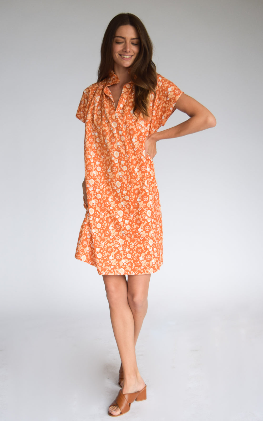 Vicki Short Sleeve Dress Burnt Orange Floral L / Burnt Orange Floral Vicki Short Sleeve Dress Burnt Orange Floral L / Burnt Orange Floral