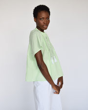 Mint India Swiss Dot Peasant Top