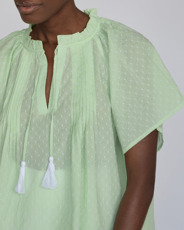 Mint India Swiss Dot Peasant Top