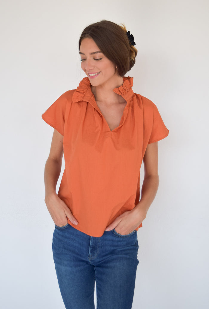 Vicki Short Sleeve Top Burnt Orange