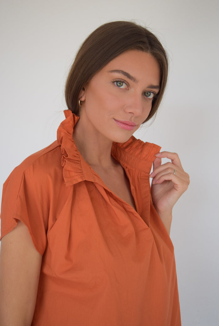 Vicki Short Sleeve Top Burnt Orange