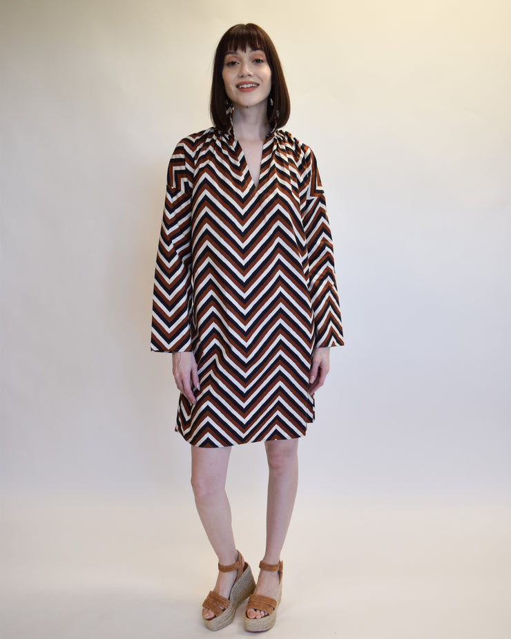 Safari Chevron Vicki Long Sleeve Dress