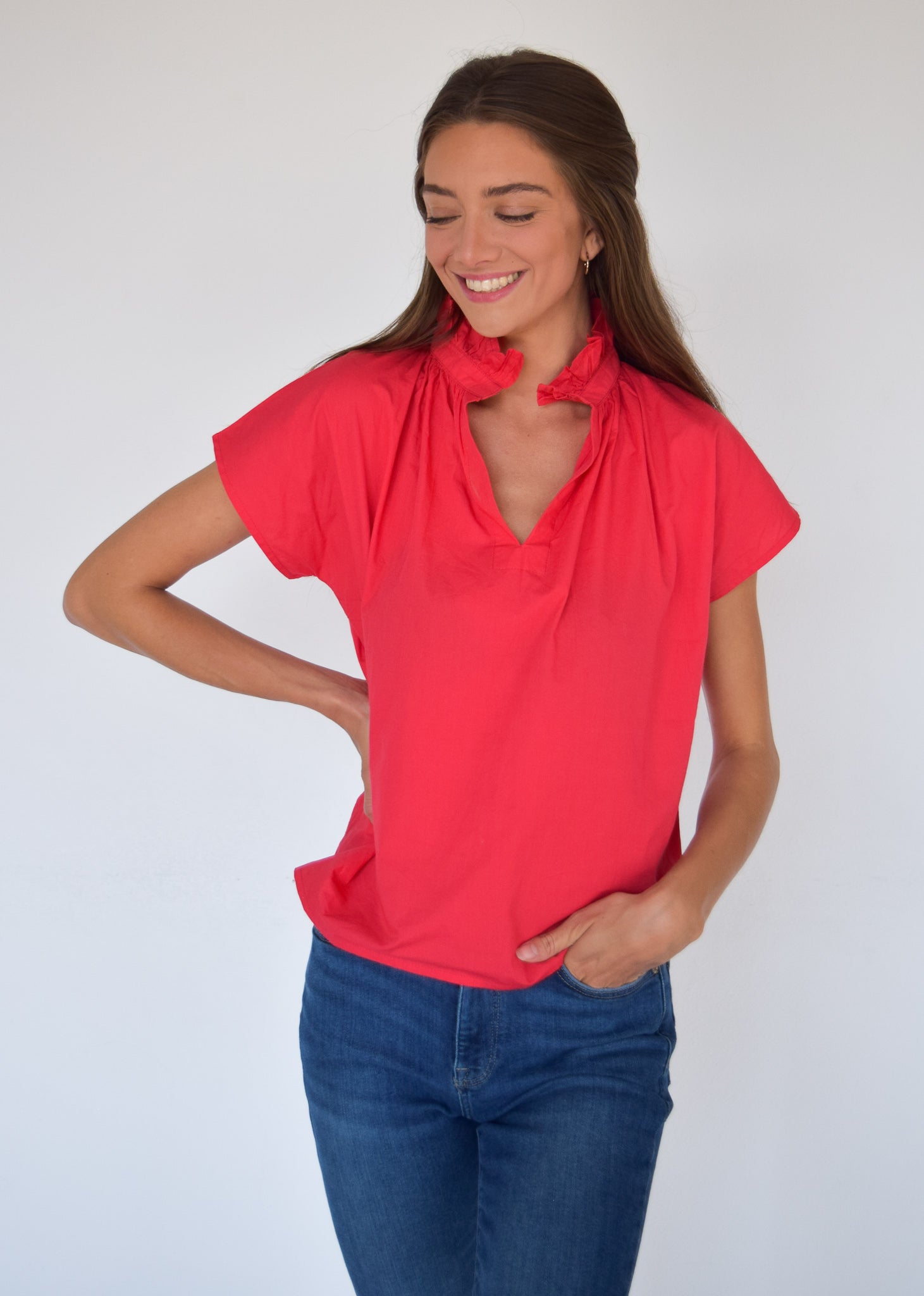 Vicki Short Sleeve Top Red – NeverAWallflower