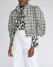 Button Front Jacket Black & White Tweed