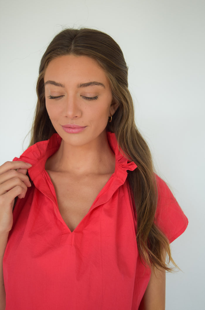 Vicki Short Sleeve Top Red