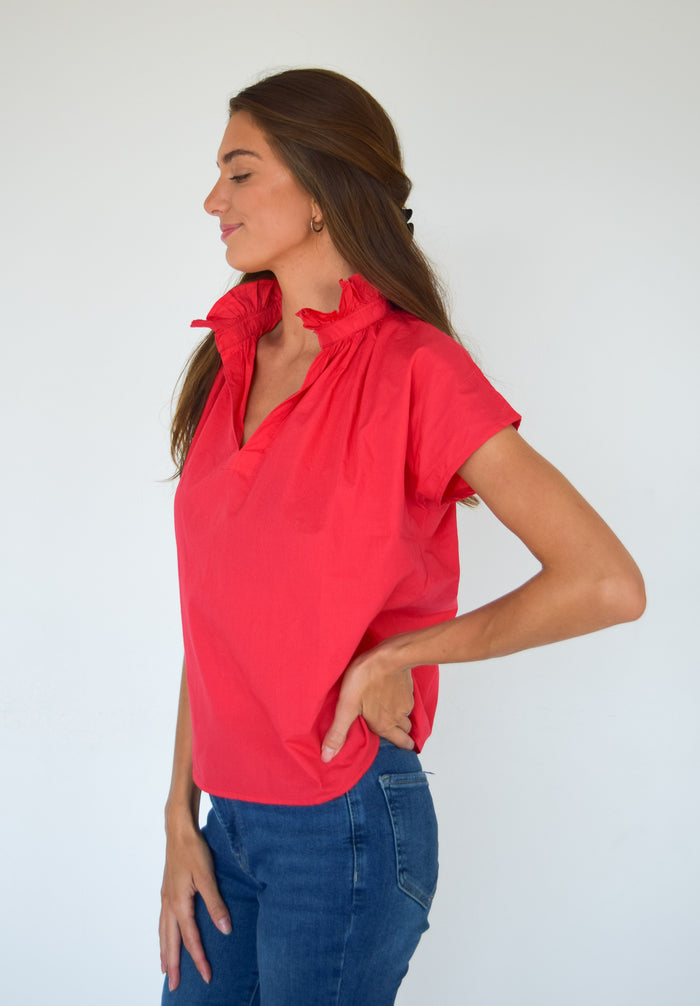Vicki Short Sleeve Top Red