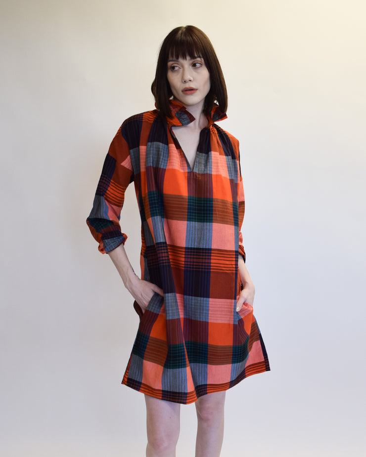 Red and Blue Plaid Vicki Long Sleeve Dress