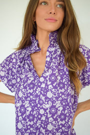 Vicki Short Sleeve Top Purple Floral