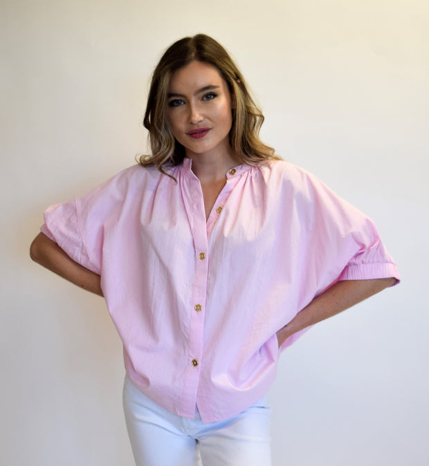 Elastic Sleeve Top Peony Pink