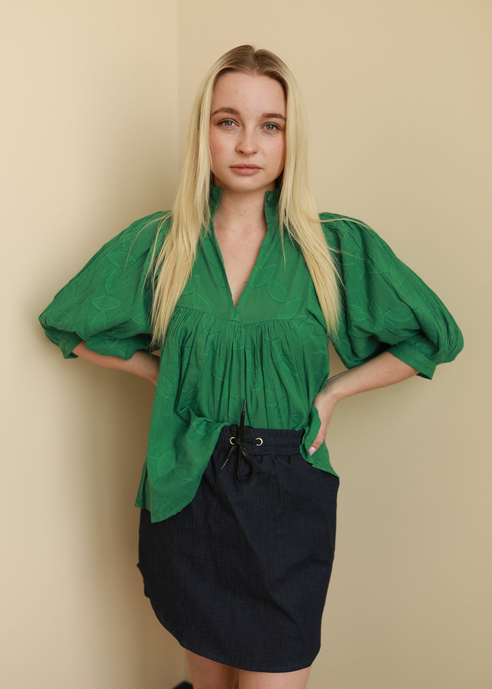 Green Leaf High Neck Top