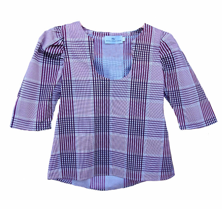 Horseshoe Top Burgundy Plaid