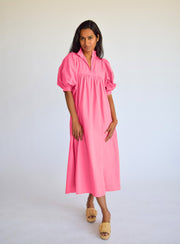 High Neck Midi Dress Hot Pink