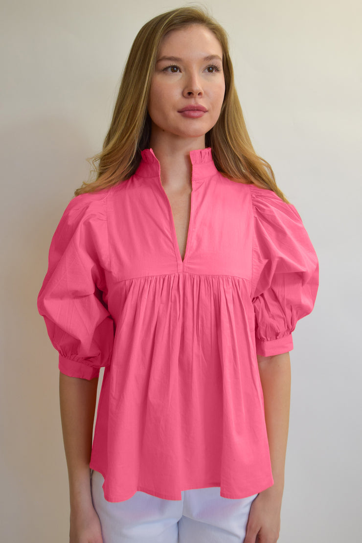 High Neck Top Hot Pink