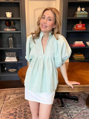 Light Blue Sparkle High Neck Top