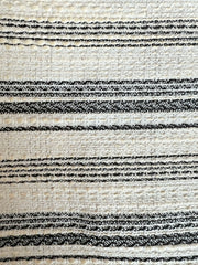 Black and White Stripe Tweed Jewel Neck Short Sleeve Top