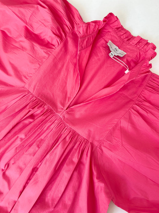 High Neck Midi Dress Hot Pink