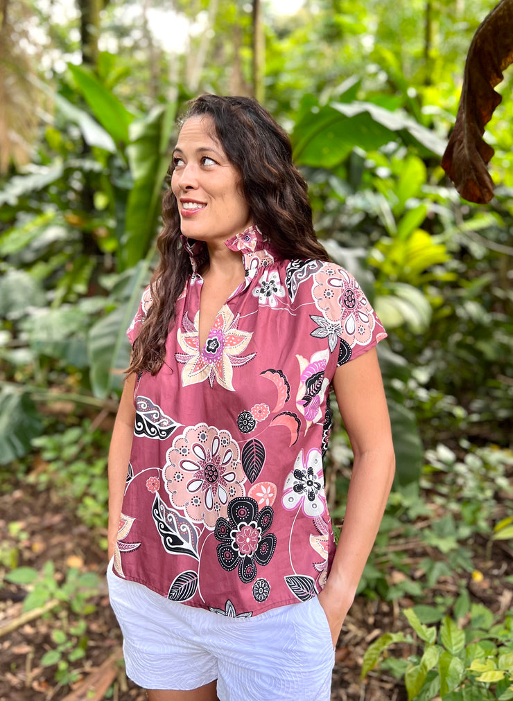 Orchid Floral Vicki Short Sleeve Top