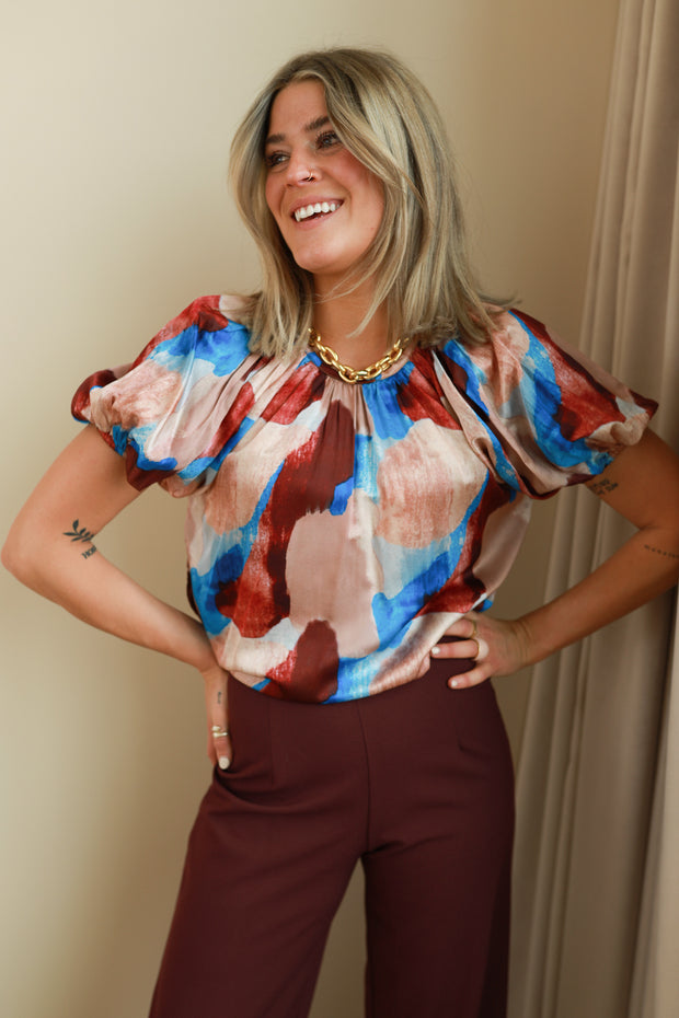 Urban Abstract Gathered Neck Top
