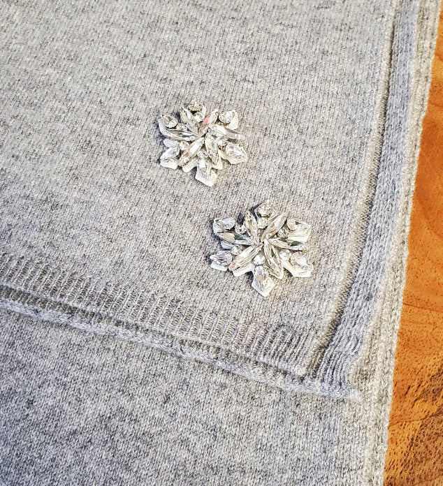 Embellished Scarf Grey with Snowflakes
