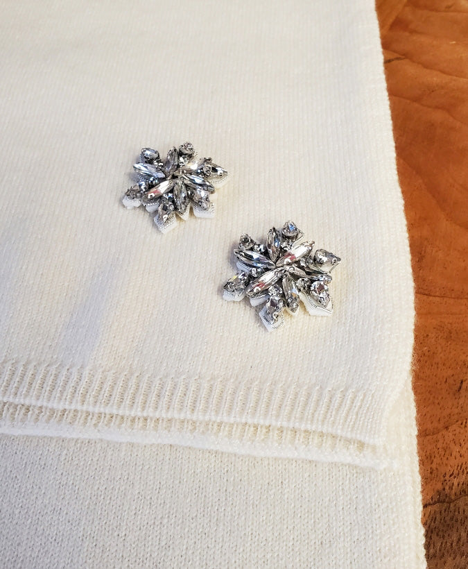Embellished Scarf Ivory with Snowflakes