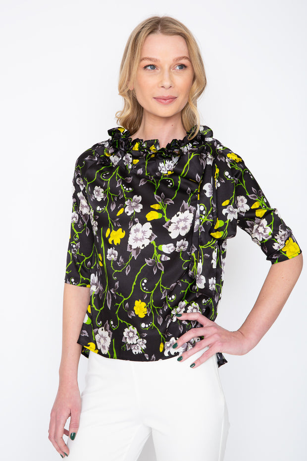 Black Floral Saint & Sinner Top