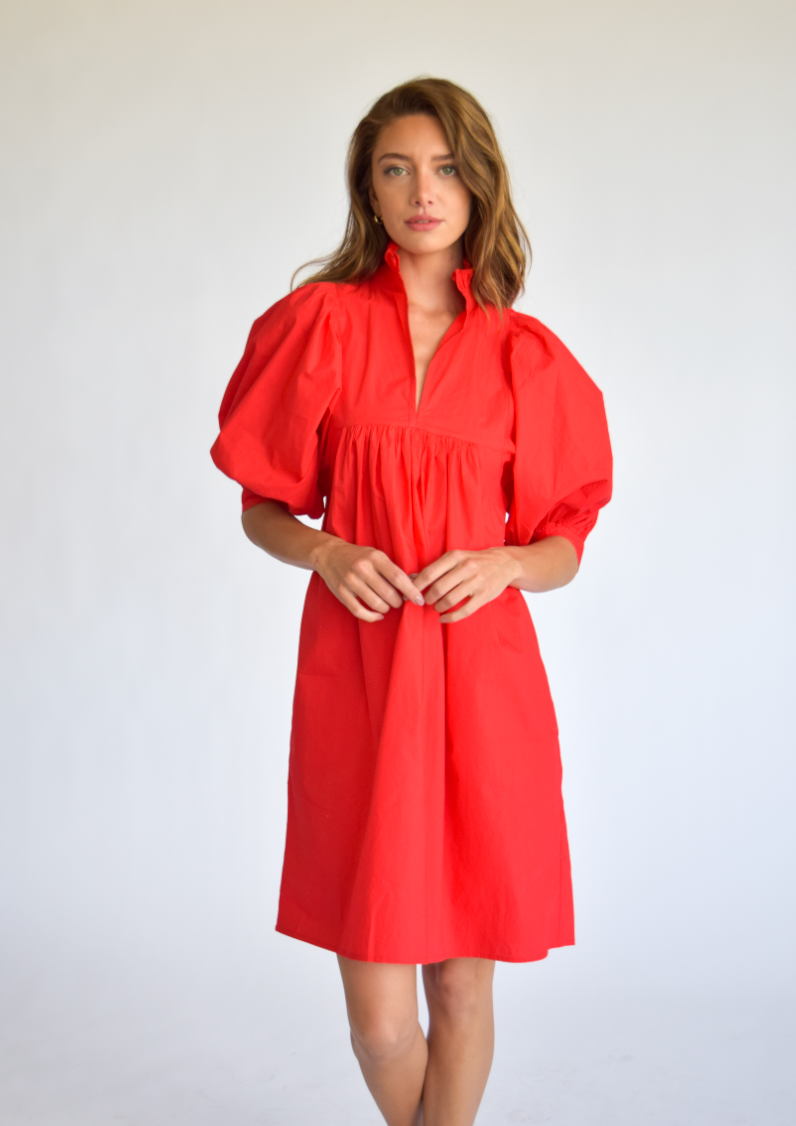 High Neck Dress Red