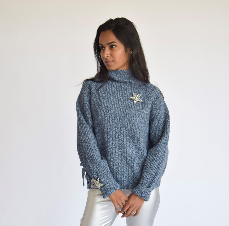 Seeing Stars Sweater Navy Marled – NeverAWallflower