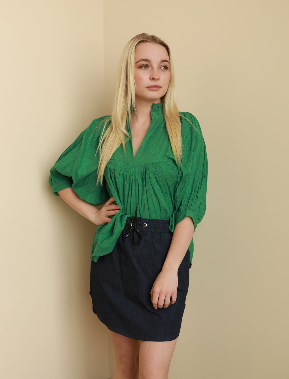 Green Leaf High Neck Top