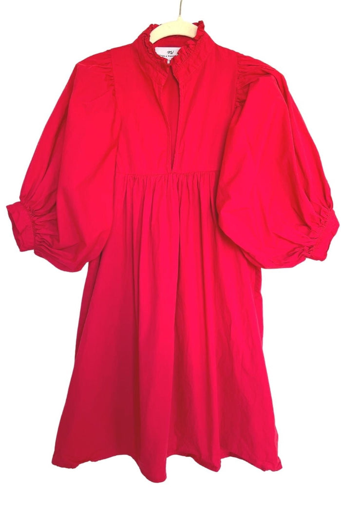 High Neck Dress Red