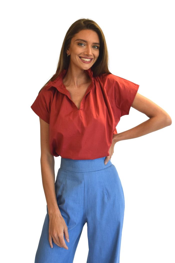 Vicki Short Sleeve Top Burgundy
