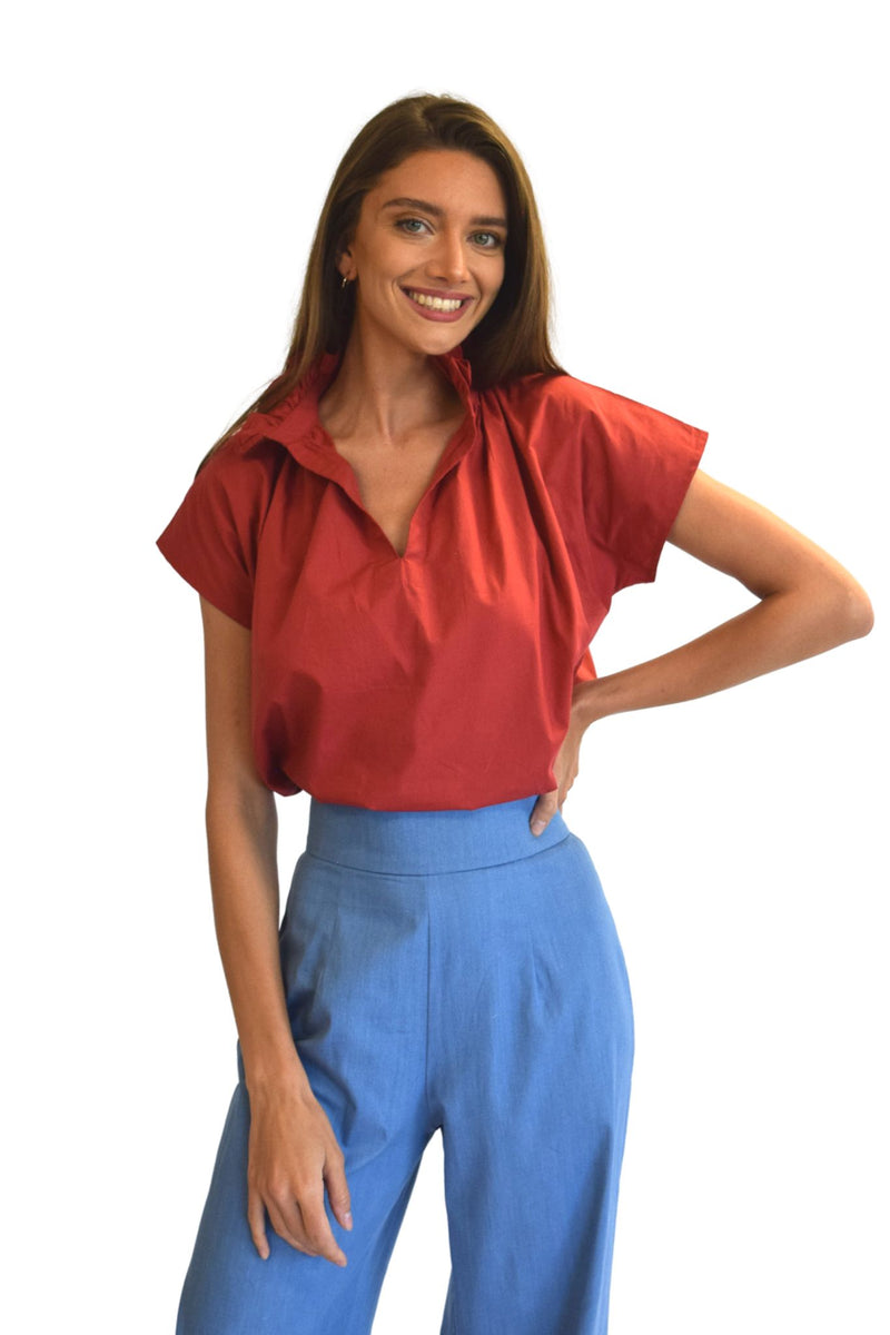 Vicki Short Sleeve Top Burgundy
